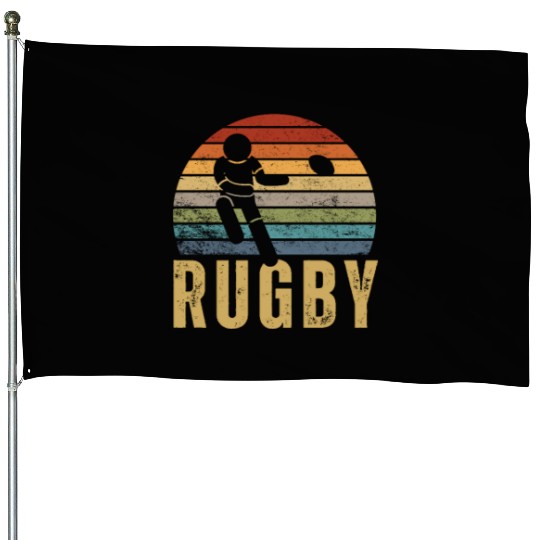 Rugby Player Vintage Retro 70s Design Rugby House Flags