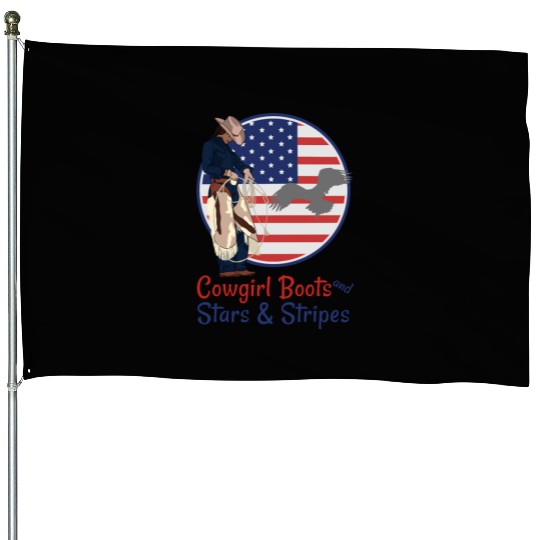 Cowgirl Boots and Stars & Stripes House Flags