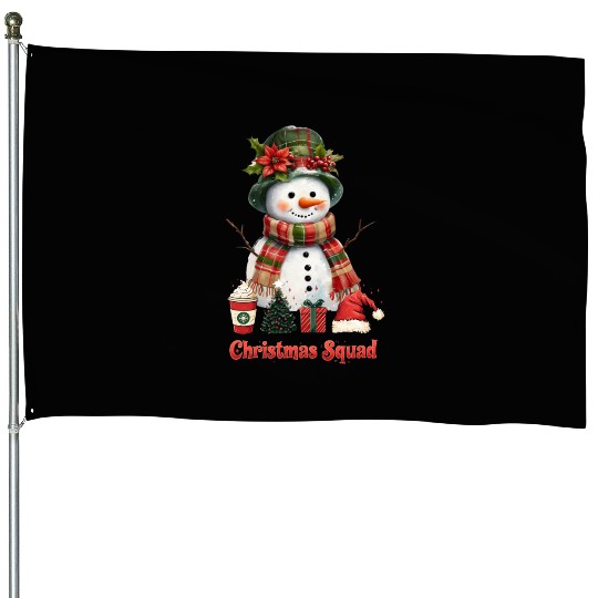Snowman Christmas Family Gathering House Flags