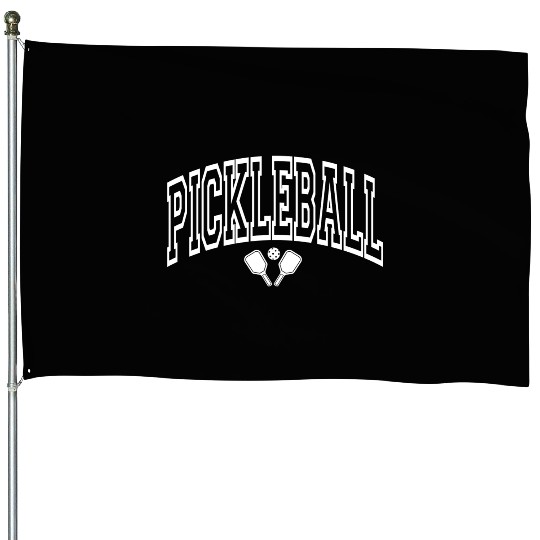 Pickleball Arched Design with Paddles House Flags