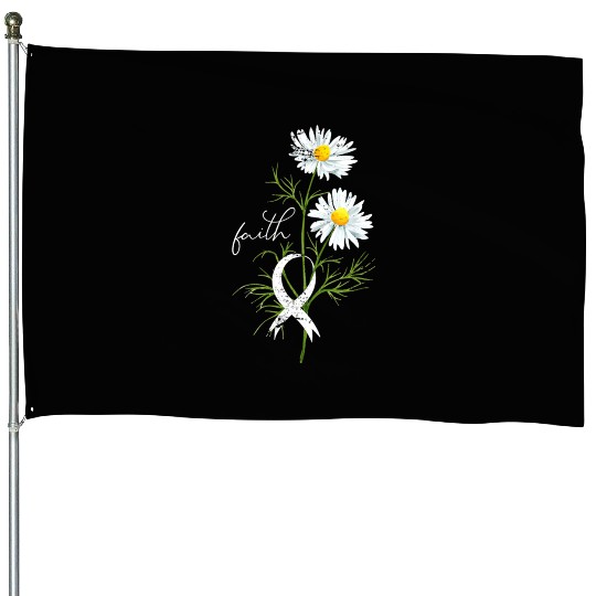 Lung Cancer Month Fight Support White Ribbon House Flags