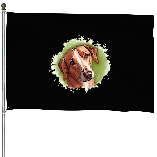 Dog SAVEBRACKE hunting dog - green watercolor House Flags