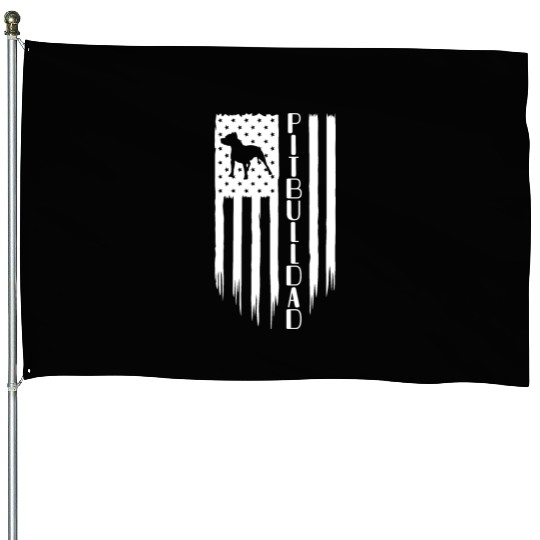 Dog Dad House Flags, Pitbull Dad, American US Flag Gi