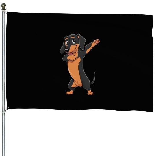 Dabbing dance post Dachshund dog lovers pet love House Flags