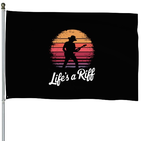 Guitar Player Life's a Riff Sunset Vibe House Flags