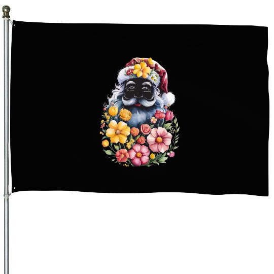 Floral Santa Claus Silhouette christmas flowers House Flags