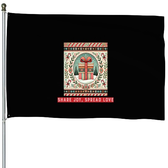 Gift Season, Share Joy, Spread Love Holiday Design House Flags