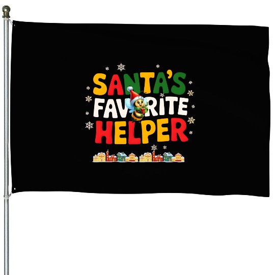 Little Bee Santa s Little Helper with Snowflakes House Flags