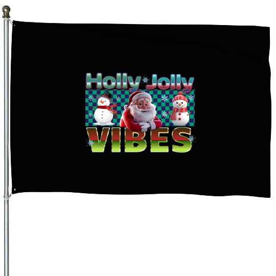 Holly Jolly Vibes Christmas Design House Flags