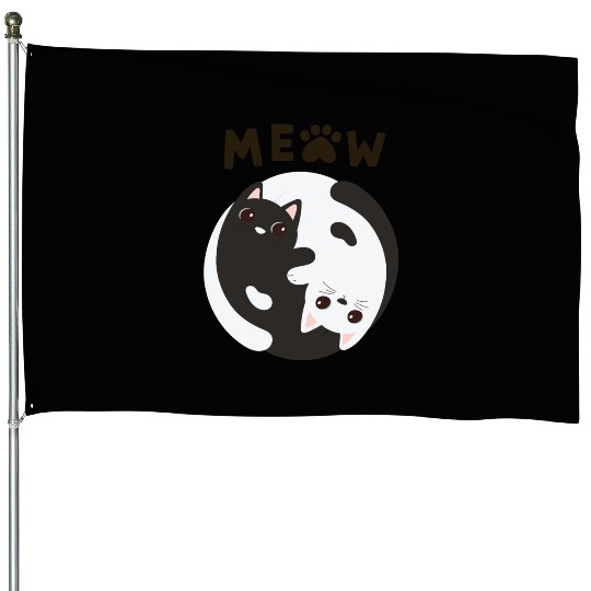 Meow Cat House Flags