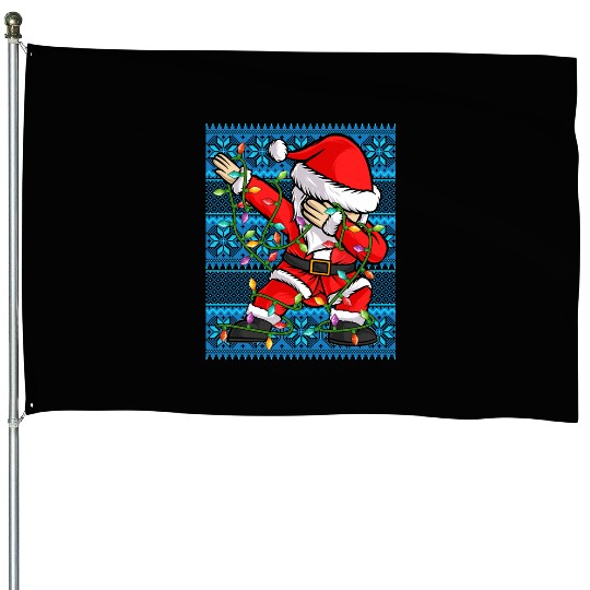 Dabbing Santa Christmas Lights House Flags