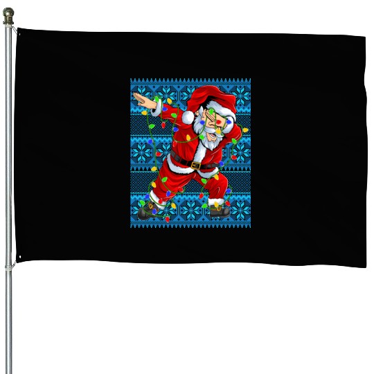 Dabbing Santa Christmas Tree Lights House Flags
