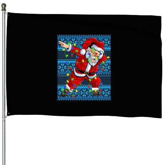 Dabbing Santa Christmas Tree Lights House Flags