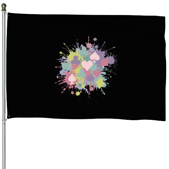 Paint Splatter Playing Card Suits Design House Flags