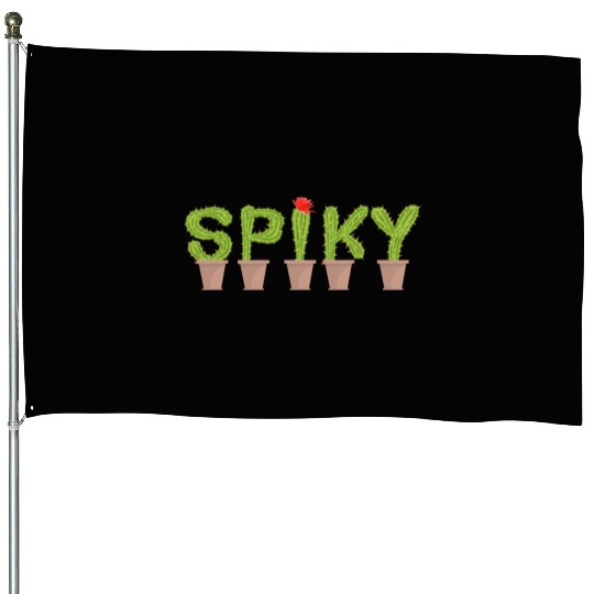 Spiky Cactus House Flags