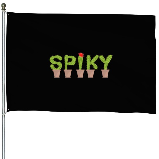 Spiky Cactus House Flags