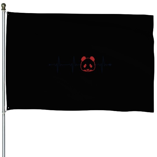 Panda Heartbeat Panda Bear Friend Giant Panda House Flags
