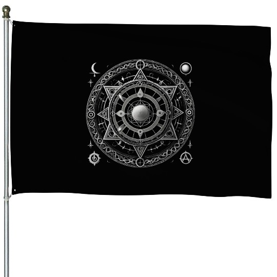 Cosmic Mandala Design House Flags