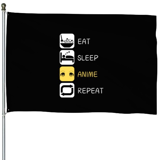 Eat Sleep Anime Repeat Japanese Culture House Flags