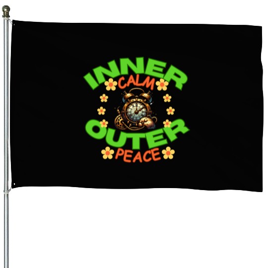 Inner calm outer peace calm yoga saying House Flags