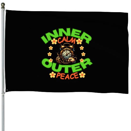 Inner calm outer peace calm yoga saying House Flags