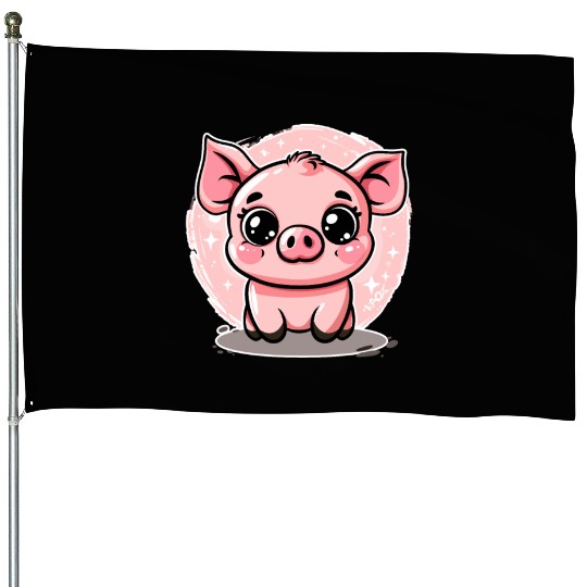Cute Little Piggy Piglet House Flags