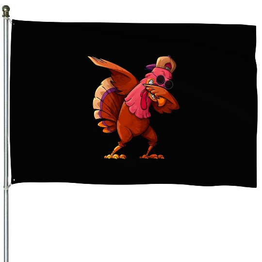Dabbing Turkey Thanksgiving Funny Pilgrim Pilgrim House Flags