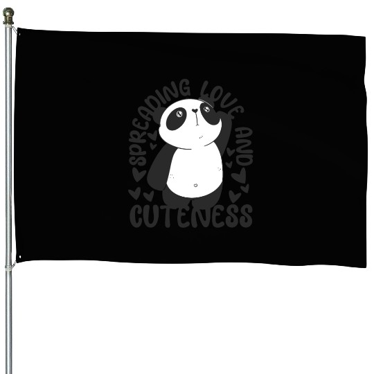 Spreading Love And Cuteness Panda Bear Friend House Flags