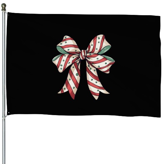 Christmas Coquette bow, Christmas Retro House Flags