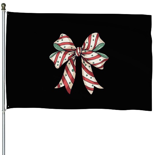 Christmas Coquette bow, Christmas Retro House Flags