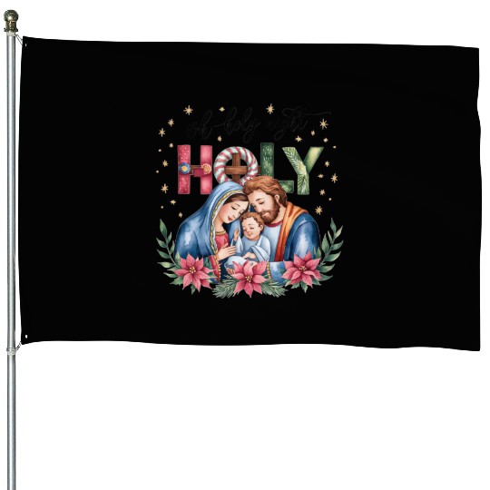 Holy Christmas, Merry Christmas House Flags