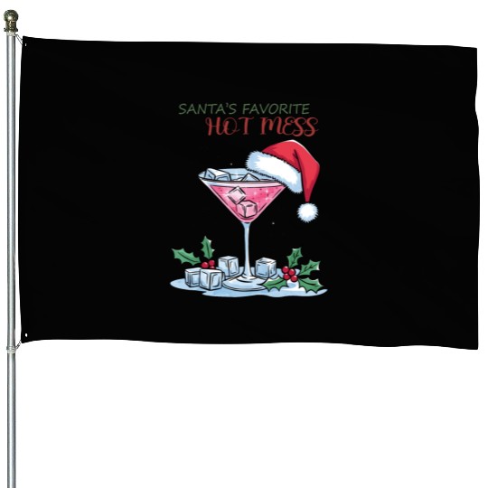 Santa Favorite Hot Mess, Merry Christmas House Flags