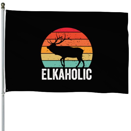 Elk Hunting Elkaholic Hunters House Flags
