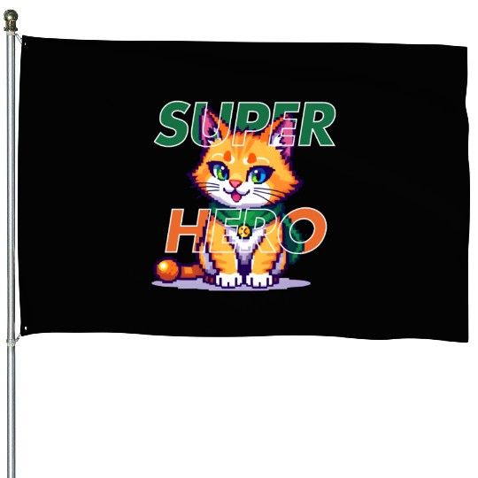 SUPER HERO CAT House Flags
