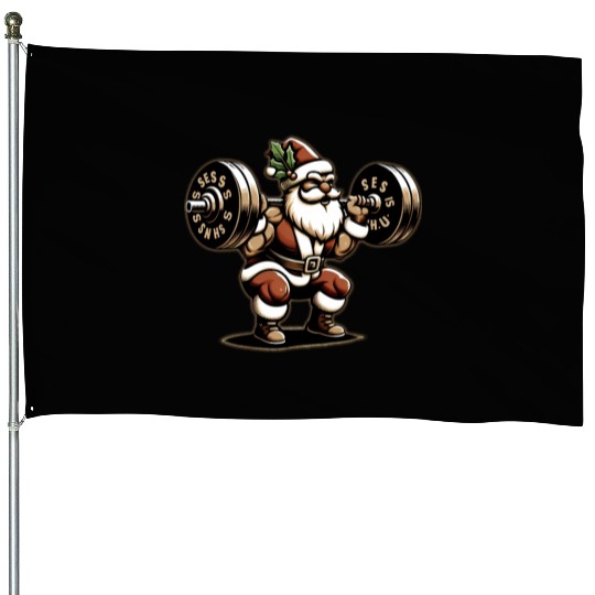 Dear Santa Christmas Gym Training Holiday Workout House Flags