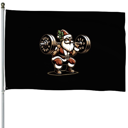 Dear Santa Christmas Gym Training Holiday Workout House Flags