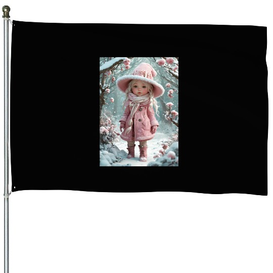 Full body of a realistic sweetness baby chibi girl House Flags