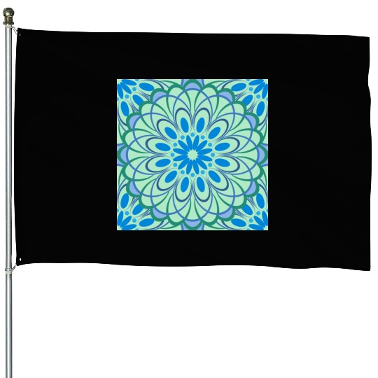 mandala Jade Stained Glass House Flags