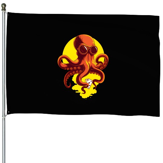 Orange Smart Octopus House Flags