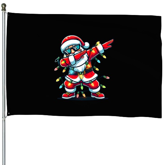 Dabbing Santa Christmas House Flags