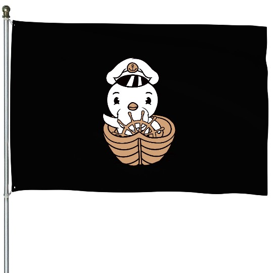 Little Bird Duck Boat Captain Funny Cute Sweet Fun House Flags