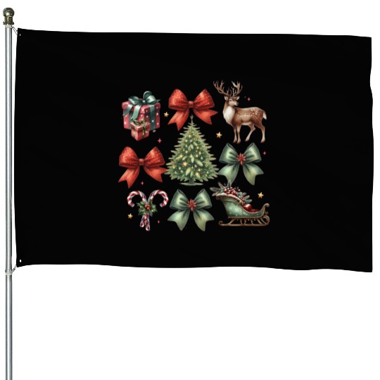 Christmas Bow, Merry Christmas House Flags