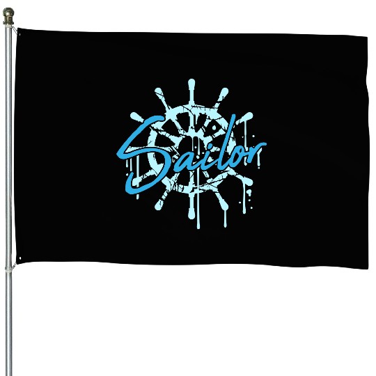 Sailor Ship Steering Wheel Graffiti Drops Sailing House Flags