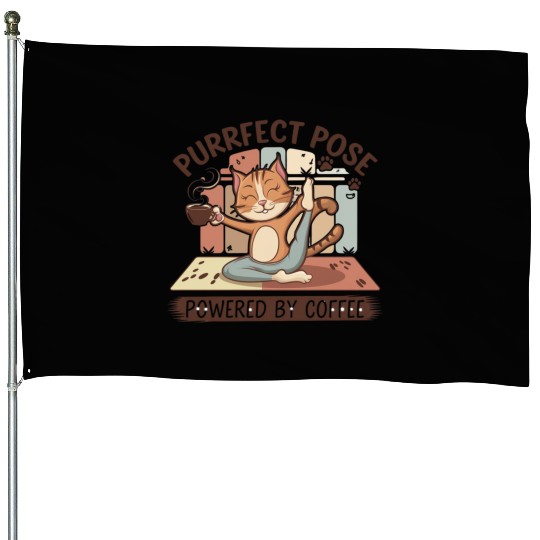 yoga pose powered by coffee House Flags