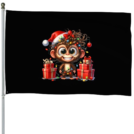 Christmas Merry Christmas For Gift Monkey House Flags