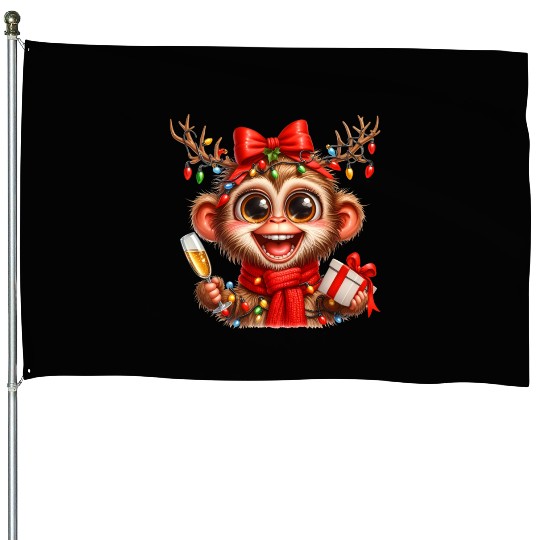 Christmas Merry Christmas For Gift Monkey House Flags