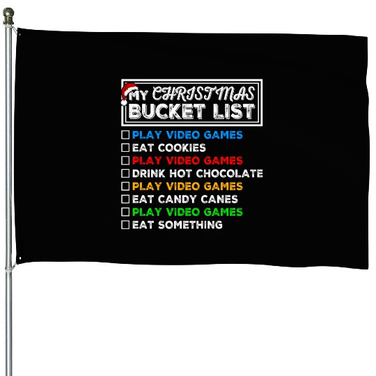 Christmas Bucket List Video Games Xmas Gamer House Flags