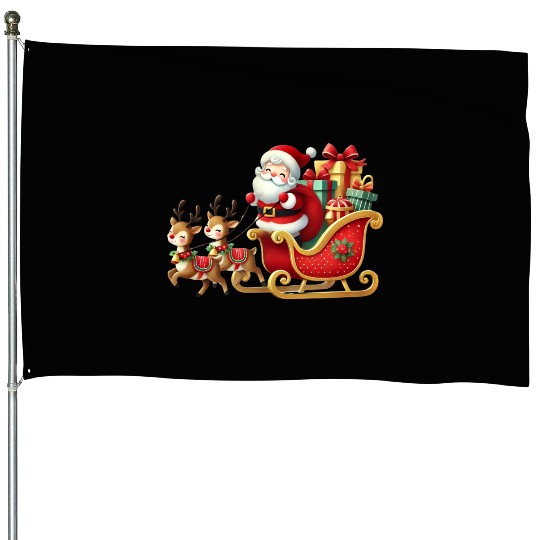 Santa Christmas, Merry Christmas House Flags