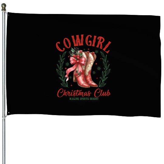 Cowgirl Christmas, Christmas Vintage House Flags