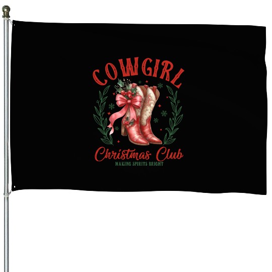 Cowgirl Christmas, Christmas Vintage House Flags